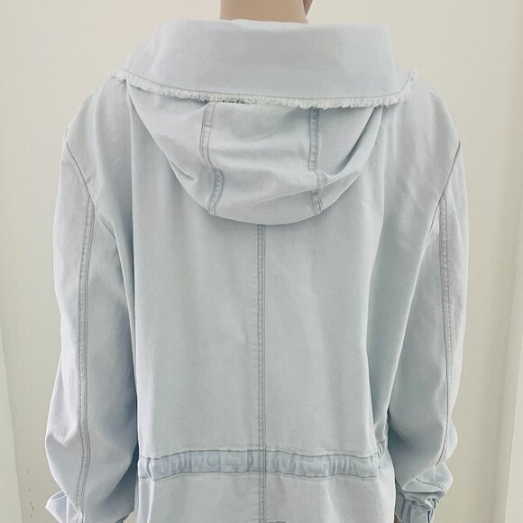Coalition LA Distressed Denim Hooded Jacket Size Small - Picture 6 of 9